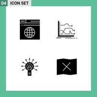 Pictogram Set of 4 Simple Solid Glyphs of internet touch web graph ok Editable Vector Design Elements