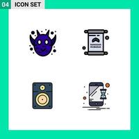 Modern Set of 4 Filledline Flat Colors and symbols such as angry speaker halloween animal iftar music Editable Vector Design Elements