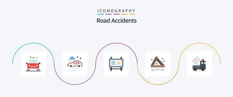 la carretera accidentes plano 5 5 icono paquete incluso coche. la carretera. anuncio tablero. emergencia. la carretera publicidad vector