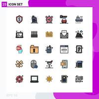 25 Filled line Flat Color concept for Websites Mobile and Apps ship key plumbing car off Editable Vector Design Elements