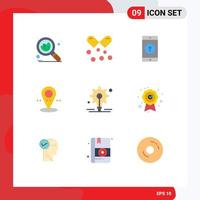 Set of 9 Modern UI Icons Symbols Signs for gear point application pin sent Editable Vector Design Elements