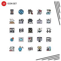 Set of 25 Modern UI Icons Symbols Signs for map location buildings pin house Editable Vector Design Elements