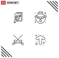 Set of 4 Modern UI Icons Symbols Signs for research gold analytics graph sabre Editable Vector Design Elements