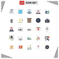 Set of 25 Modern UI Icons Symbols Signs for photo protection computer lock crime Editable Vector Design Elements