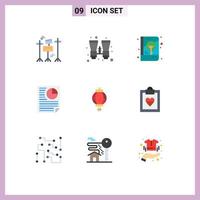 Flat Color Pack of 9 Universal Symbols of china report brand identity page data Editable Vector Design Elements