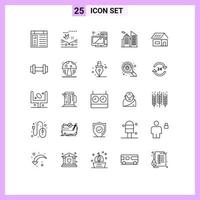 Set of 25 Modern UI Icons Symbols Signs for home build desktop building business Editable Vector Design Elements