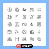 Modern Set of 25 Lines and symbols such as eye package building ecommerce office Editable Vector Design Elements