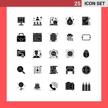 User Interface Pack of 25 Basic Solid Glyphs of study idea share growth moon Editable Vector Design Elements