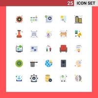 Pictogram Set of 25 Simple Flat Colors of building zoom coding text programming Editable Vector Design Elements