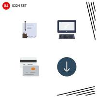 Modern Set of 4 Flat Icons and symbols such as contract device page signing pc Editable Vector Design Elements