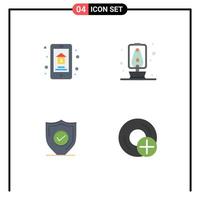 4 Universal Flat Icons Set for Web and Mobile Applications online sale protection property camping secure Editable Vector Design Elements