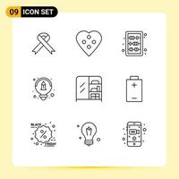 9 User Interface Outline Pack of modern Signs and Symbols of interior idea sewing accessories design learning Editable Vector Design Elements