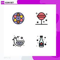 4 Creative Icons Modern Signs and Symbols of film baby duck tank halloween shower duck Editable Vector Design Elements