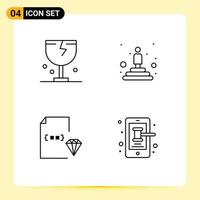 Line Pack of 4 Universal Symbols of caution coding logistic podium development Editable Vector Design Elements