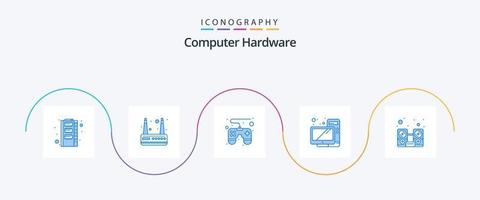 Computer Hardware Blue 5 Icon Pack Including speaker. hardware. game pad. computer. hardware vector