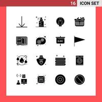 16 Thematic Vector Solid Glyphs and Editable Symbols of prototype drawing image design add Editable Vector Design Elements