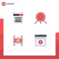 Group of 4 Modern Flat Icons Set for article movie web target share Editable Vector Design Elements