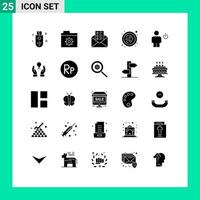 Pictogram Set of 25 Simple Solid Glyphs of human body business avatar next Editable Vector Design Elements