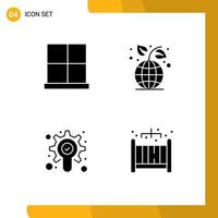 Pictogram Set of Simple Solid Glyphs of buildings search home ecology check Editable Vector Design Elements