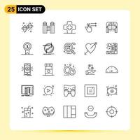 User Interface Pack of 25 Basic Lines of window home hospital furniture gesture Editable Vector Design Elements