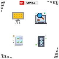 Group of 4 Modern Flat Icons Set for alphabet design presentation optimization idea Editable Vector Design Elements