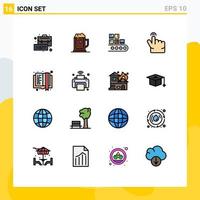 Flat Color Filled Line Pack of 16 Universal Symbols of book gesture jar double product Editable Creative Vector Design Elements