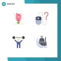 4 Thematic Vector Flat Icons and Editable Symbols of flora online nature contact gym Editable Vector Design Elements