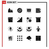 Universal Icon Symbols Group of 16 Modern Solid Glyphs of route megaphone board loud hailer web Editable Vector Design Elements