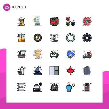 móvil interfaz lleno línea plano color conjunto de 25 pictogramas de tierra Ciencias solicitud Ho concepto editable vector diseño elementos