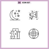 Set of 4 Modern UI Icons Symbols Signs for halloween science of matter announce chemical science globe Editable Vector Design Elements