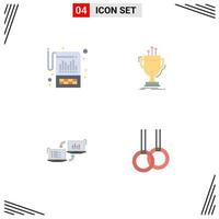 Pack of 4 creative Flat Icons of account prize reporting competitive business Editable Vector Design Elements