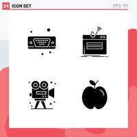 4 Creative Icons Modern Signs and Symbols of display video vga login art Editable Vector Design Elements