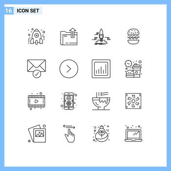 paquete de dieciséis creativo contornos de Canadá comida almacenamiento hamburguesa lanzadera editable vector diseño elementos