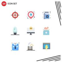 9 User Interface Flat Color Pack of modern Signs and Symbols of hardware devices milk computers candle Editable Vector Design Elements