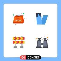 Mobile Interface Flat Icon Set of 4 Pictograms of charge barrier payable jeans binocular Editable Vector Design Elements