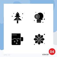 Universal Icon Symbols Group of 4 Modern Solid Glyphs of celebration shareholder holiday capitalist drink Editable Vector Design Elements