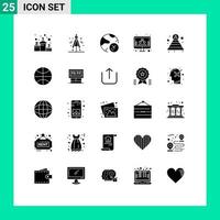 Set of 25 Modern UI Icons Symbols Signs for structure career information screen management Editable Vector Design Elements