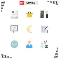 Universal Icon Symbols Group of 9 Modern Flat Colors of euro mac shopping display scent Editable Vector Design Elements