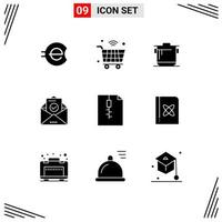 Pictogram Set of 9 Simple Solid Glyphs of archive envelope wifi email cook Editable Vector Design Elements