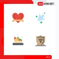 Modern Set of 4 Flat Icons Pictograph of heart internet arrow bruschetta protect Editable Vector Design Elements