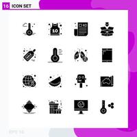 Pack of 16 creative Solid Glyphs of discount black friday business tips save box Editable Vector Design Elements