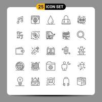 Set of 25 Commercial Lines pack for video card network purse bag Editable Vector Design Elements