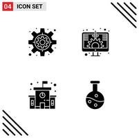 Set of 4 Modern UI Icons Symbols Signs for business school digital screen experiment Editable Vector Design Elements