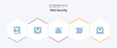 Web Security 25 Blue icon pack including laptop. virus. virus. threat. warning vector