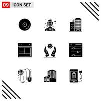 Universal Icon Symbols Group of 9 Modern Solid Glyphs of business web building site design Editable Vector Design Elements