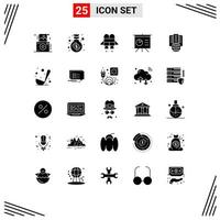 Set of 25 Modern UI Icons Symbols Signs for cooking proxy jet internet presentation Editable Vector Design Elements