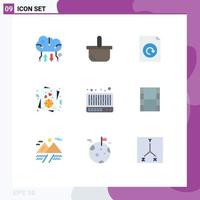 Modern Set of 9 Flat Colors and symbols such as sound mixer picnic valentine card Editable Vector Design Elements