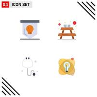 Set of 4 Modern UI Icons Symbols Signs for board stethoscope skull furniture education Editable Vector Design Elements