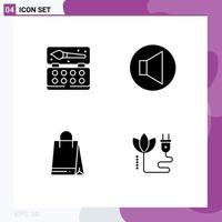 Group of 4 Solid Glyphs Signs and Symbols for art canada color volume energy Editable Vector Design Elements