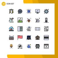 Universal Icon Symbols Group of 25 Modern Filled line Flat Colors of settings cog computing pc device Editable Vector Design Elements